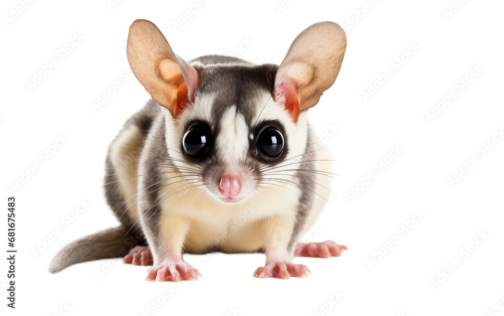 Beautiful Pet Sugar Glider with Large Eyes Isolated on Transparent Background PNG.
