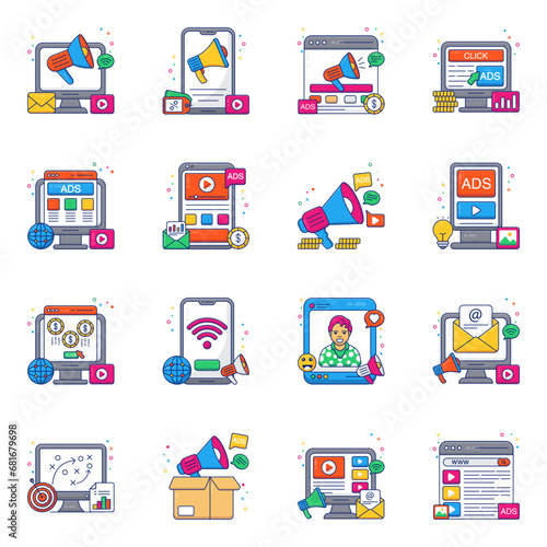 Pack of Marketing Flat Icons 

