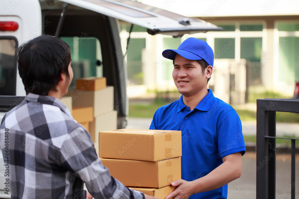 The courier brings the product to the customer's home, The parcel delivery driver is doing his job very well, The delivery staff brings the packed boxes to the customers safely. The courier brings the product to the customer's home, The parcel delivery driver is doing his job very well, The delivery staff brings the packed boxes to the customers safely.