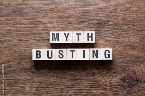 Myth busting - word concept on building blocks, text