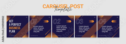 Carousel post template set, Modern instagram carousel post design, Editable social media microblog business carousel post, eps 10. photo