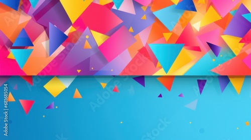 A bold and colorful geometric background with a customizable message