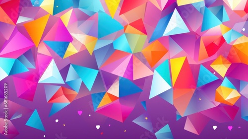 A bold and colorful geometric background with a customizable message