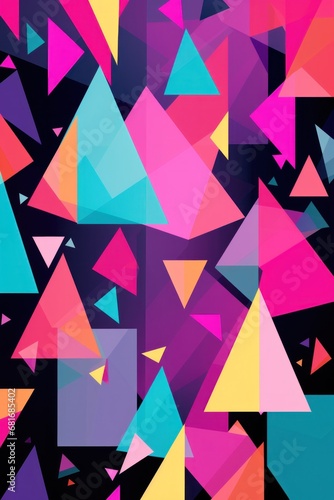 A bold and colorful geometric background with a customizable message