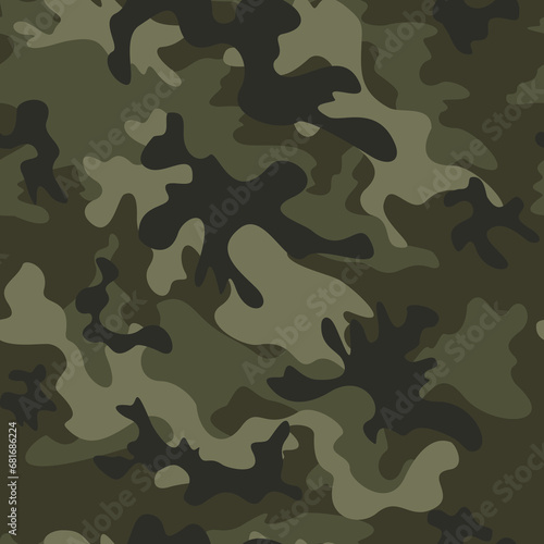 
Army camouflage seamless vector pattern, khaki texture, military print, trendy urban background. Disguise photo