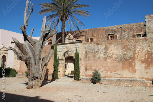 commons in an orthodox monastery (arkadi) in crete in greece 