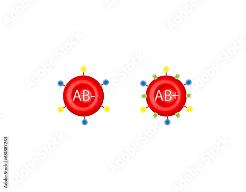 AB blood group. Blood donation. Red blood cell. Vector illustration.