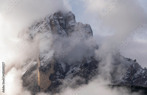 fog over the mountains, clouds surrounding mountain peak,  Dolomite peak in clouds  © Dalton