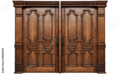 Timeless Timber Door Elegant Entryway on a White or Clear Surface PNG Transparent Background