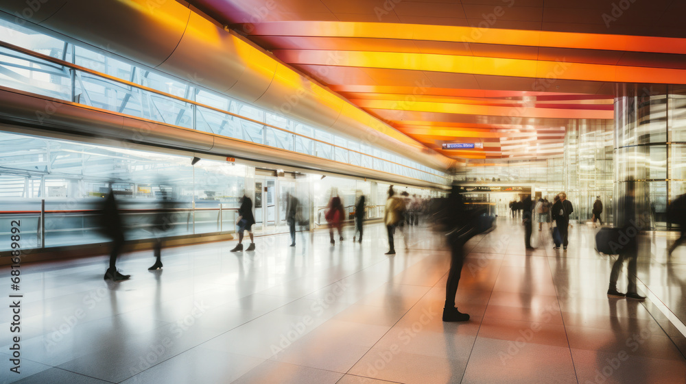 Busy Airport Terminal Long Exposure