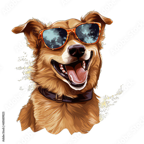 bround dog wearing glasses illustrations photo