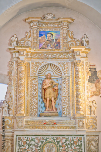 Detailed view of the statues in the monastery called San Matteo in the Gargano mountains, Puglia, Italy ​