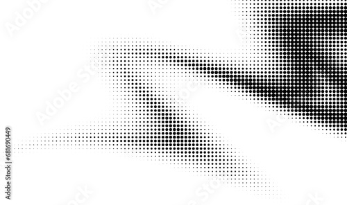 Monochrome gradient halftone dots background. Vector illustration. Big wave
