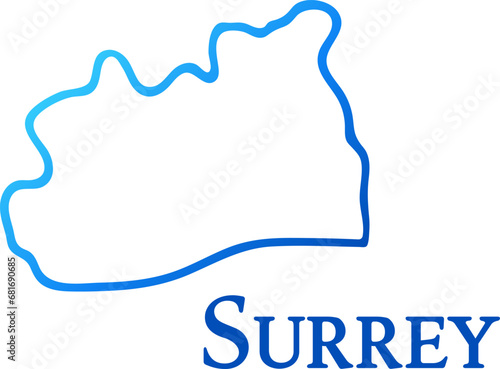Surrey hand drawn outline gradient map photo