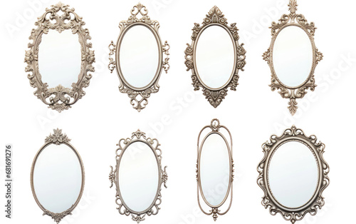 Venetian Glass Mirrors Reflecting Timeless Elegance on a White or Clear Surface PNG Transparent Background