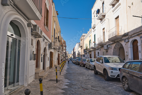 typical natural stone paved street in Manfredonia  Italy