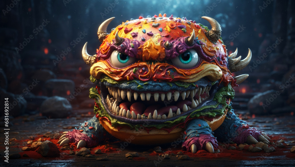 Fototapeta premium An evil burger monster.