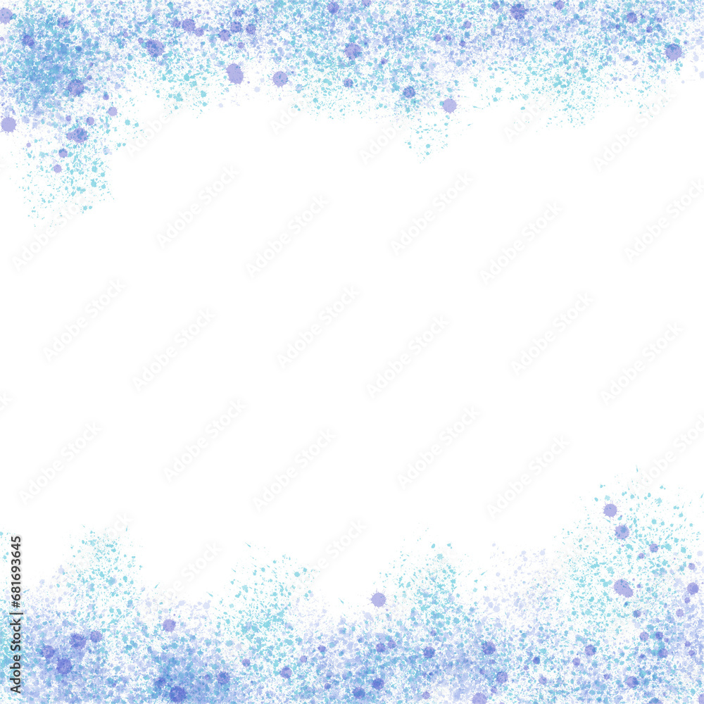 light blue snow edges with blue paint splatter, handpainted festive holiday page decoration, transparent overlay watercolor decoration light blue snow edges with blue paint splatter, handpainted festive holiday page decoration, transparent overlay watercolor decoration