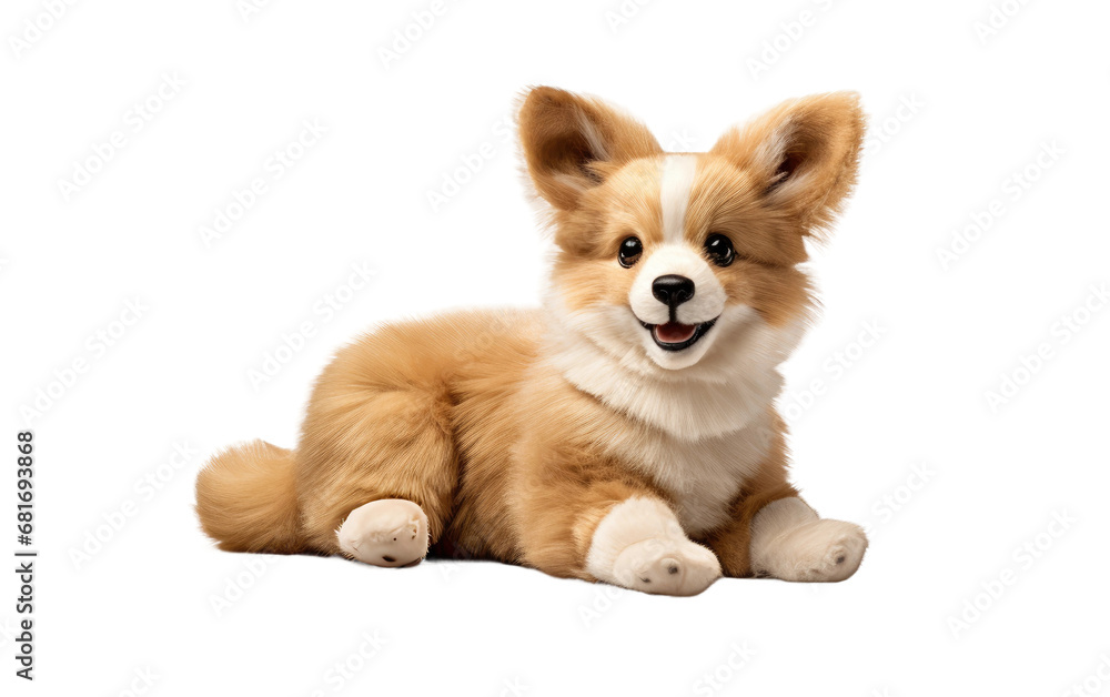 Lifelike Wagging Dog Plush Companion on a White or Clear Surface PNG Transparent Background