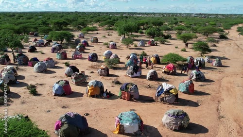 Aerial view of displaced poor people houses in Africa