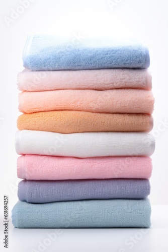 Pristine Stack of Freshly Folded Towels, Generative AI