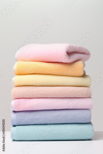 Pristine Stack of Freshly Folded Towels, Generative AI