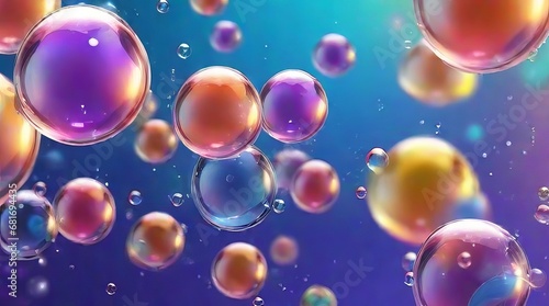 Wallpaper Mural Colorful Bubbles Floating in Blue Water Background Torontodigital.ca