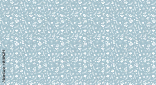 Wallpaper Mural Vector illustration of a vintage seamless floral pattern with cute flower and leaf. Illustration  isolated on green background. Torontodigital.ca