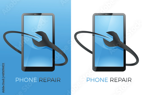Handyreparatur, Smartphone Reparatur - Logo, Icon, Label