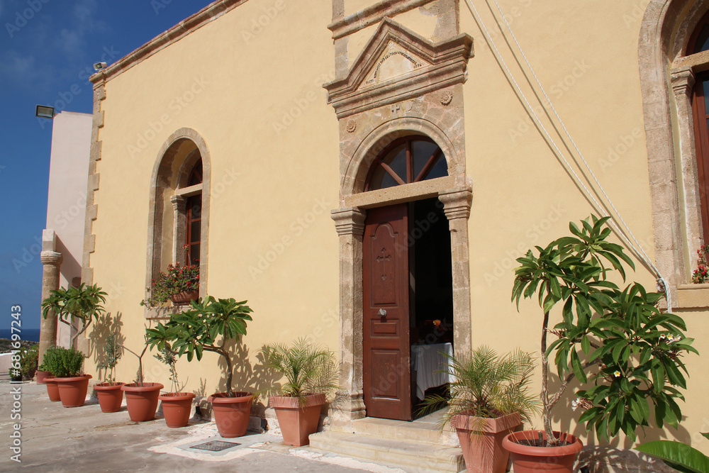 church in an orthodox monastery (chrysoskalitissas) in crete in greece 
