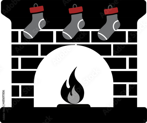 vector illustration of a fireplace on a transparent background	