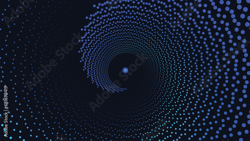 Abstract spiral round vortex style background in dark blue color.