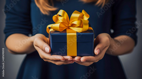 female hands holding a present