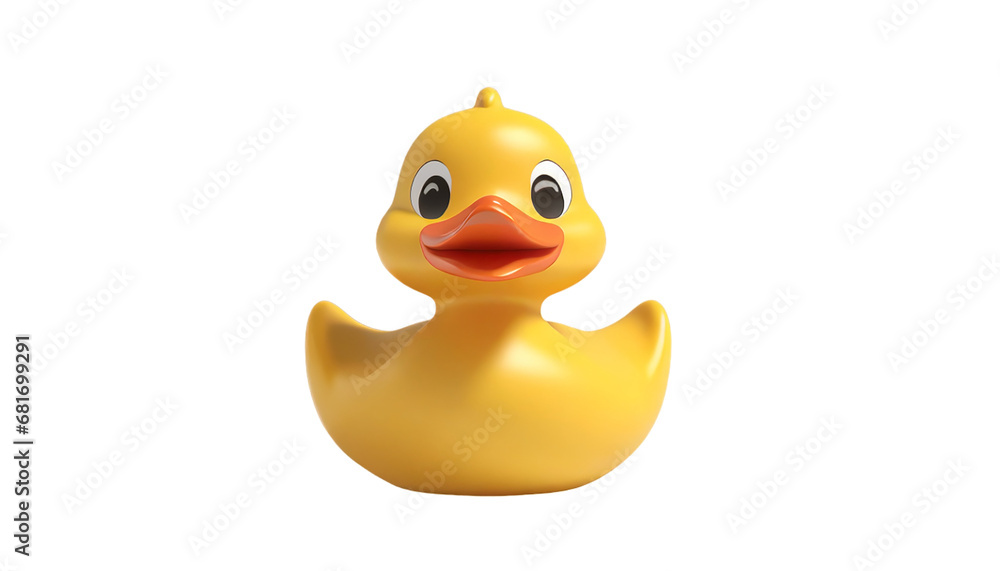 Fototapeta premium yellow rubber duck toy isolated on transparent background Png