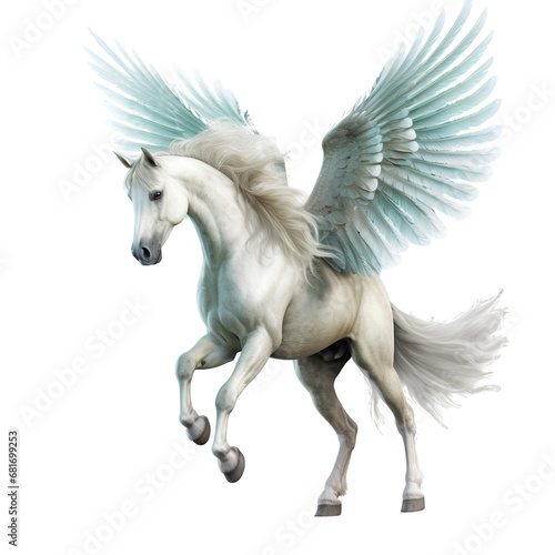 Pegasus horse on transparent background PNG  mythical animal concept.