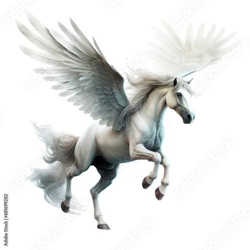 Pegasus horse on transparent background PNG, mythical animal concept.