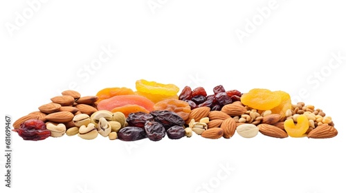 dried fruits and nuts isolated on transparent background