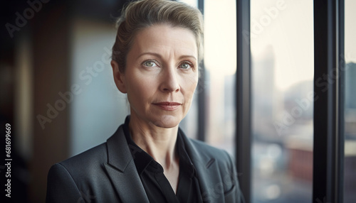 Successful young businesswoman standing confidently in corporate office, looking professional generated by AI Free Download Successful young businesswoman standing confidently in corporate office, looking professional generated by AI - GFXLoad