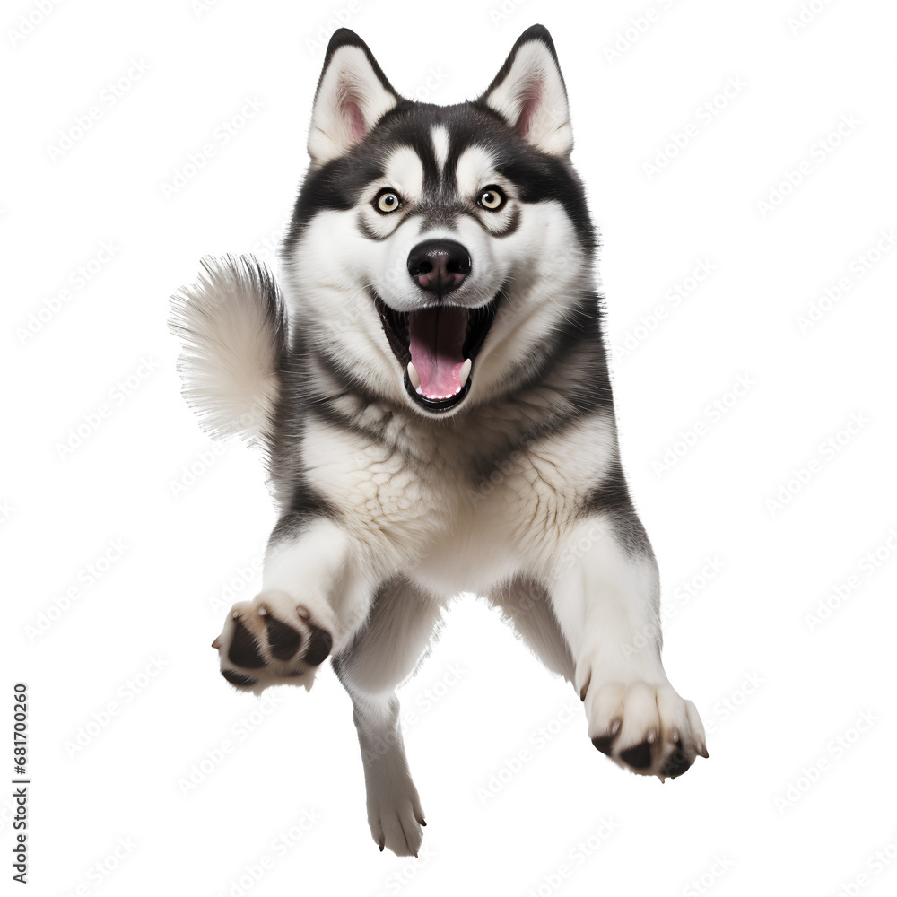 siberian husky puppy on a transparent background PNG for decorating projects.