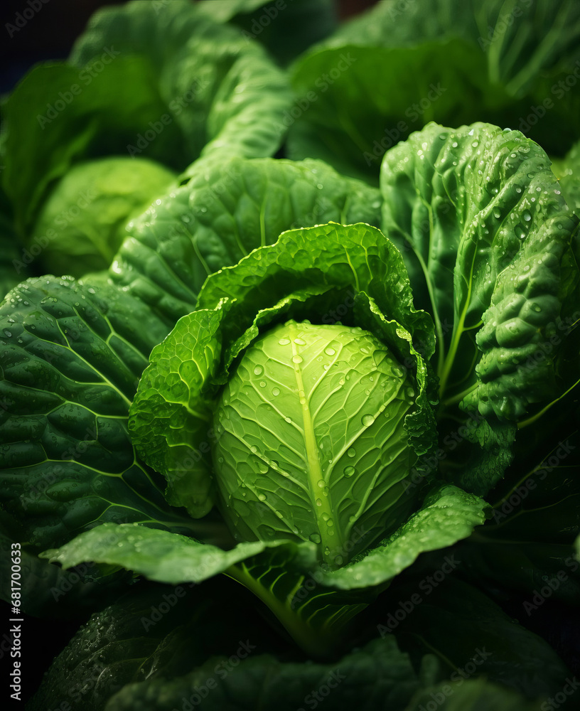 Fototapeta premium Fresh green or savoy cabbage.