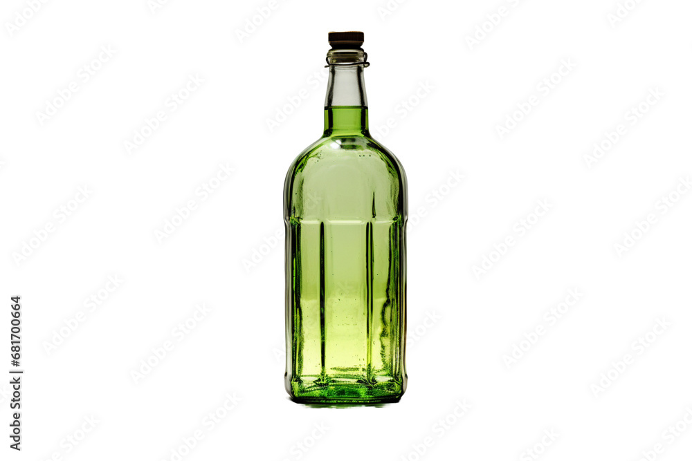 empty green glass bottle isolated on transparent background - Generative AI empty green glass bottle isolated on transparent background - Generative AI