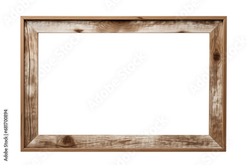 Wooden Frame. Rustic craft decorative wood frame for print, images, picture and photography. Front view. Transparent background