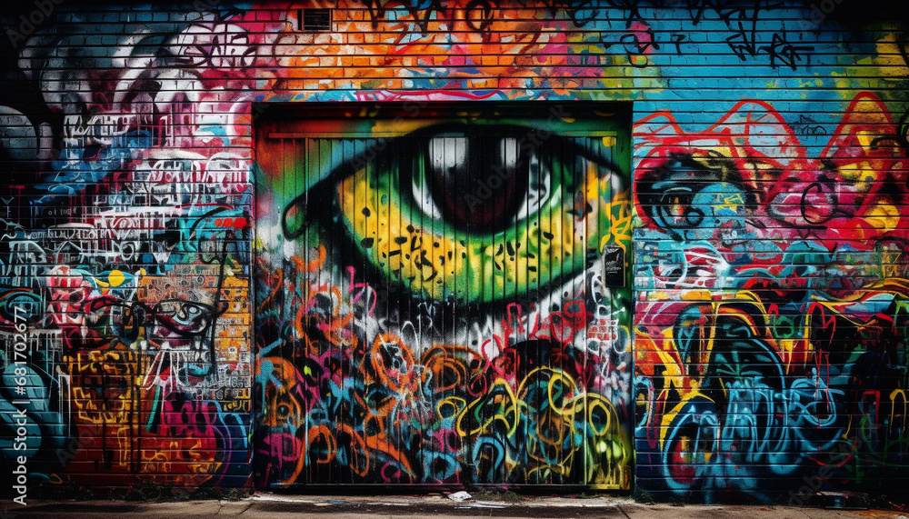 Fototapeta premium Vibrant colors illuminate the futuristic city backdrop in this cartoon fantasy generated by AI
