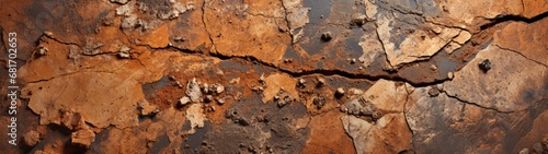 Rust-Coated Brown Rock with Dramatic Crack