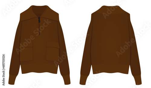 Brown woman sweater. vector illustration