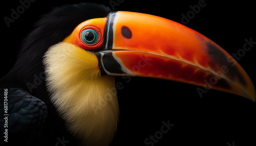 Toucan perching on branch, vibrant multi colored beauty in nature generated by AI © Jeronimo Ramos