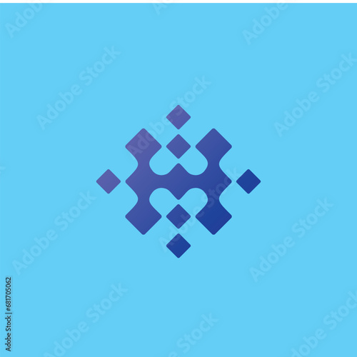 H polygon tech monogram vector logo design simple modern and clean logo vector icon illustration