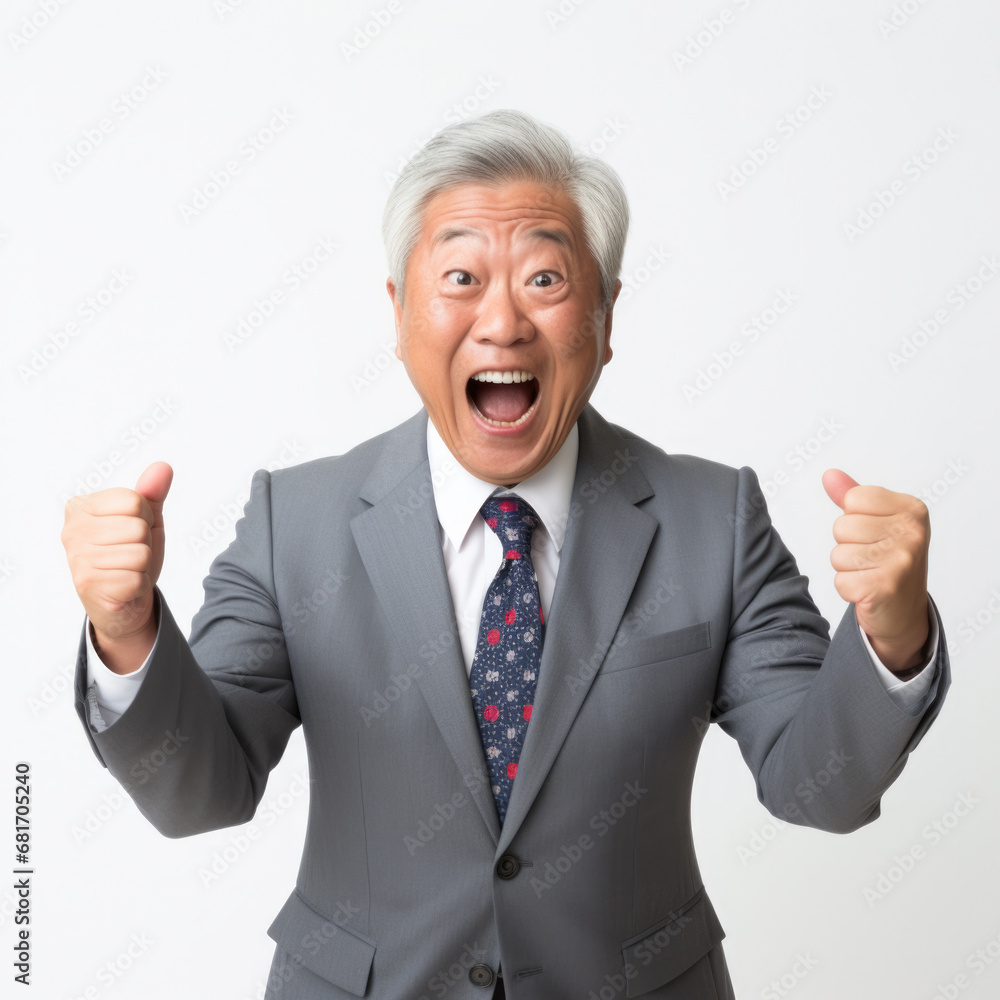 excited japanese senior businessman transparent background excited japanese senior businessman transparent background