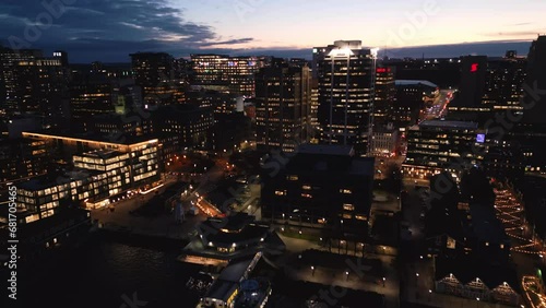 Wallpaper Mural Aerial view of skyscrapers at night in the city of Halifax, Canada. Torontodigital.ca