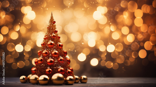 Christmas background. New Year celebration . Holiday magic, lights, Christmas tree.